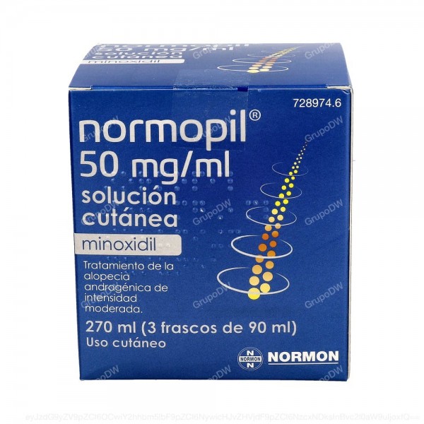 NORMOPIL 50 mg/ml SOLUCION CUTANEA, 3 frascos de 90 ml