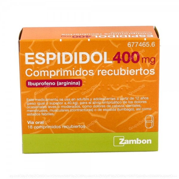 ESPIDIDOL 400 mg COMPRIMIDOS RECUBIERTOS, 18 comprimidos