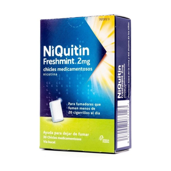 NIQUITIN MINT 2 mg CHICLES MEDICAMENTOSOS, 30 chicles