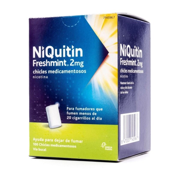 NIQUITIN MINT 2 mg CHICLES MEDICAMENTOSOS, 100 chicles