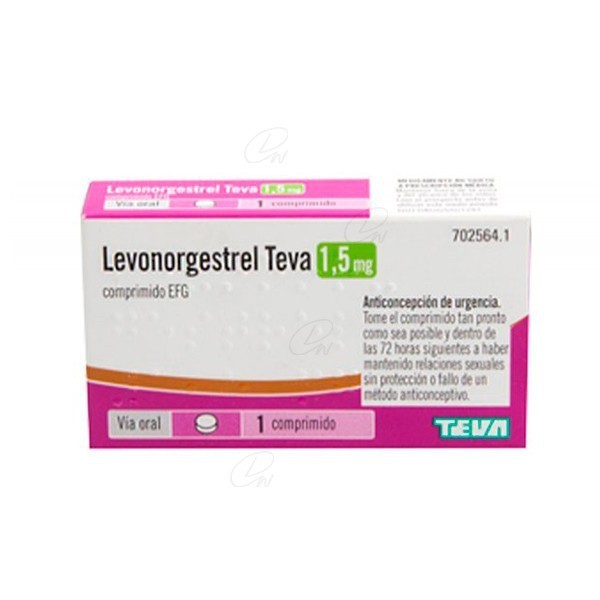 LEVONORGESTREL TEVA 1,5 mg COMPRIMIDO EFG, 1 comprimido