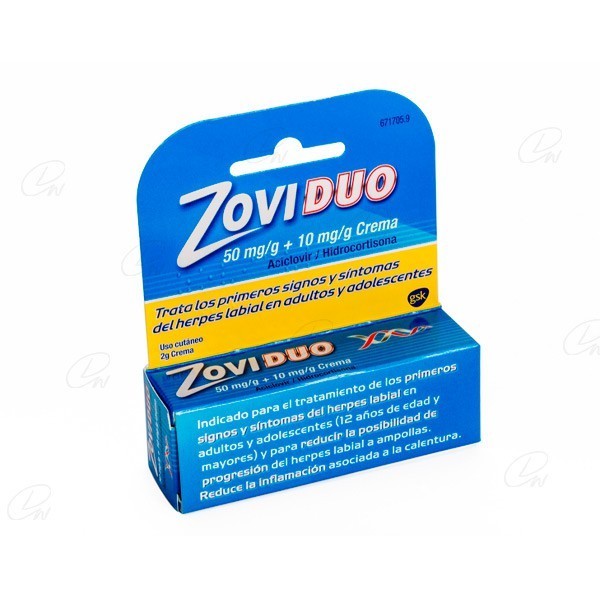 ZOVIDUO 50 mg/g + 10 mg/g CREMA, 1 tubo de 2 G