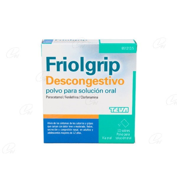 FRIOLGRIP DESCONGESTIVO POLVO PARA SOLUCION ORAL, 10 sobres
