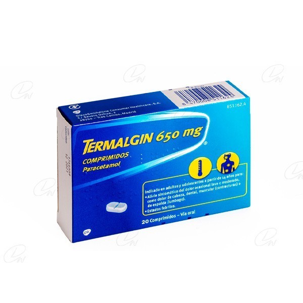 TERMALGIN 650 mg COMPRIMIDOS, 20 comprimidos