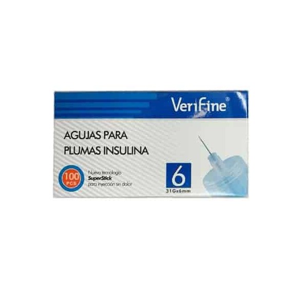 AGUJA PARA PLUMAS INSULINA VERIFINE 31 G X 6 MM