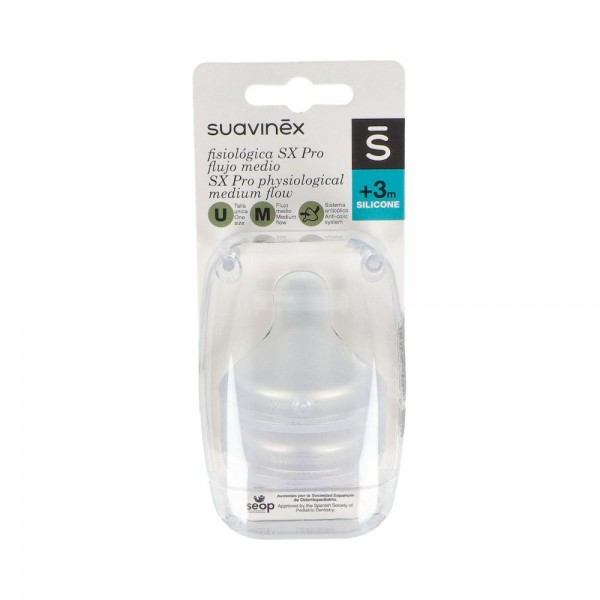 Tetina Fisiologica Suavinex Flujo M T/U Silicona +3 Meses...